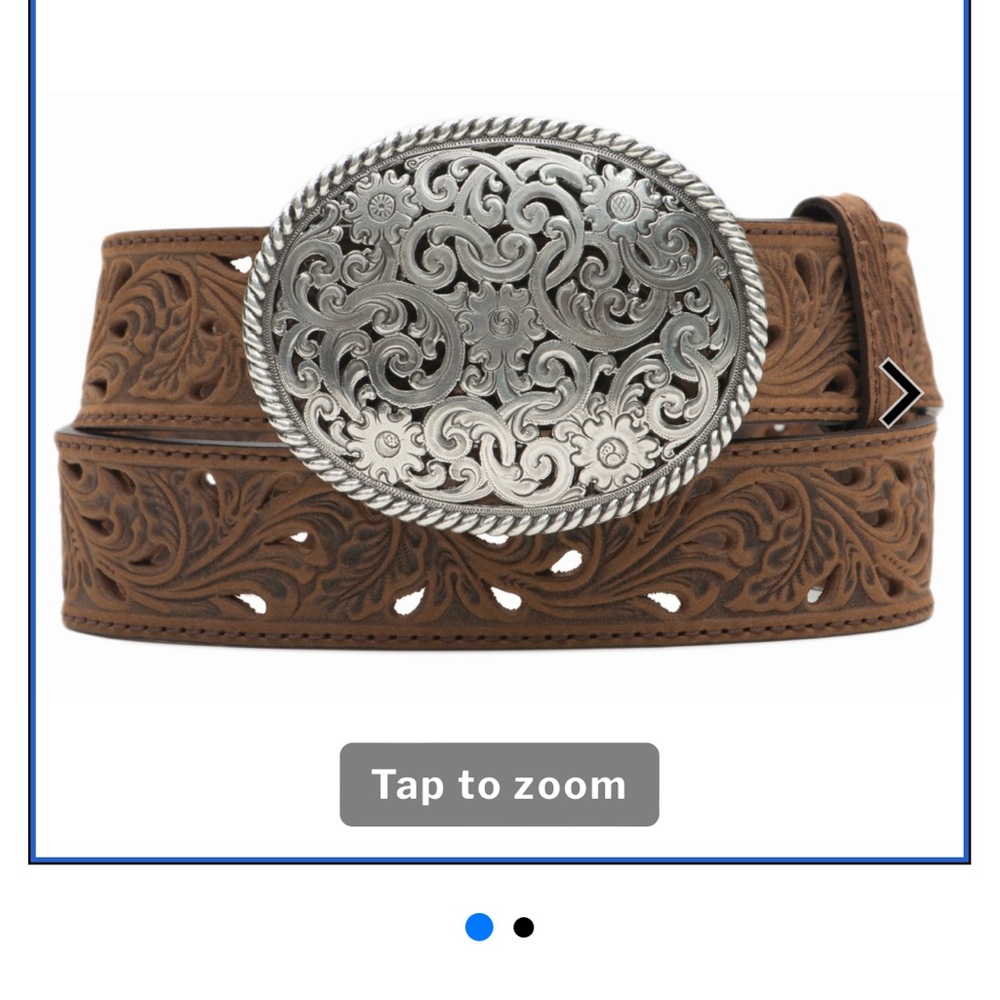 NWOT 🤠 Tony Lama Women's Brown Pierced Filigree Trophy Belt